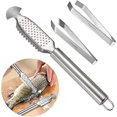 3 Stainless Fish Scaler,Professional Fish Scaler | Fish Scaler with 2 Tweezers Fish Thorns, Fish Scaler, for Home Kitchen and