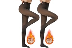 DDOBB 2er Pack Thermo Strumpfhose Damen Winter Gefütterte Thermostrumpfhose Fleece Warme Dicke Gefälschte Durchscheinend Pantyhose Thermoleggings