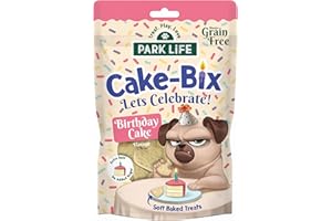 TREAT, PLAY, LOVE 2018 PARK LIFE PARK LiFE - Cake Bix, Birthday Cake Flavour Dog Biscuits, Nutritious Snack, 100g Pouch