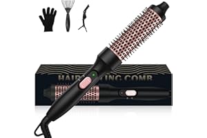 UKLISS Thermal Brush, Brosse Ronde Chauffante 3 en 1, Hot Brush 32MM Brosses Soufflantes avec Peigne Chauffant, Brosse Lissante Pour Cheveux, Brosse Thermique Volume & Loose Curls