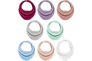 BEW Baby Dreieckstuch Lätzchen, Musselin Halstuch Baby mit Verstellbares Druckknopf, Weiche und Absorbierende Musselin Tücher Baby Sabberlätzchen für Junge, Mädchen, Säugling, Kleinkinder, Unisex