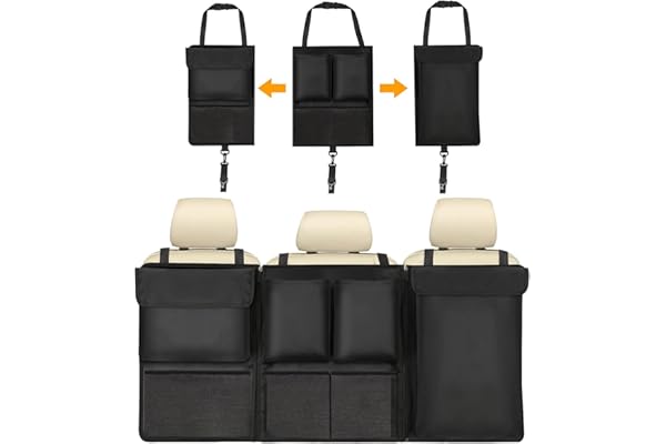 URAQT Organisateur de Coffre de Voiture, 101×46cm Détachable Organisateur de Voiture Rangement Voitures Super Capacité, Multipurpose Sac de Rangement Voitures avec 7 Poches Sangle Réglable pour SUV
