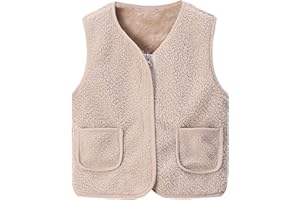 GENERISCH Teddy Fleece Weste Kinder Teddyjacke Mädchen Ärmellos Fleecejacke Kurz V-Ausschnitt Teddyfleece Jacke Plüschweste Mit Taschen Herbst Winter Warm Teddyweste Outdoor Fleeceweste Sport Übergangsjacke