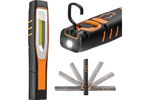 ENUOTEK Lampada da Lavoro Torcia, IP65 Ispezione a LED COB 7W, Ricaricabile Portatile Officina Piu Potente Senza Fili, con Batterie al Litio 2600mAh, Due Fonti di Illuminazione e Magneti Potenti