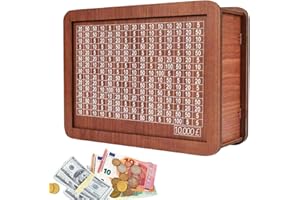 UNIGUARDIAN Wooden Money Box with Counter,Wooden Saving Challenge Money Box,Saving Challenge Cash Saving Money Bank for Adults, 20x14.5cm Reusable Wooden Money Jar Coin Cash Box for Home (M)