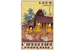 EpochSign L'Indochine Francaise Laos Pagode Vintage Ponchin Plaque en métal 20,3 x 30,5 cm