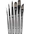 BRUSTRO VelveTouch Artist Brushes | Set of 6 | Gouache, Acrylics, Watercolor, and Oil Painting | Short Handle, Synthetic Bristles, Round, Filbert, Dagger, Flat Shape