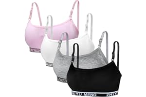 SUNVIVID Girls Sports Bras Cotton Teen Vest Adolescente Seamless Underwear with Removable Pads and Adjustable Shoulder Strap for Kids 7-12 Years