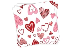 ZMUPL 20pcs Red Heart Napkins Paper, Valentines Day Table Decorations Serviettes 2-Layer Love Heart Paper Napkins, Valentines Day Birthday Wedding Anniversary Bridal Shower Party Tablewear Supplies, 33*33cm