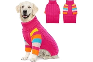 IECOii Pull de Noël pour chien de grande taille, pull de Noël pour chiens de grande taille, fille et garçon, pull tricoté pour Halloween, Noël pour bouledogue, boxeur, cocker, lévrier, rose rouge XXXL