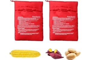 PFLYPF 2 bolsas de patatas para microondas, bolsas de cocina, bolsas de patatas reutilizables para microondas, bolsas de patatas, utensilios de cocina para patatas al horno (rojo)