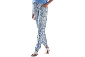 sutelang lurryly Pantalon Fluide Femme été Pantalon décontracté Taille Haute Fleurs Femmes Boho Harem Pantalon Chic et Elegant Floral Imprimer Élastiquée Taille Pantalon Grande Taille