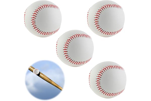 LEKEFETO 4 stycken professionella handgjorda basebollbollar 9 tum PU mjuk basebälle match elite, mjuk bas för vuxna och tonåringar, professionella basebollspel