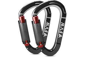 RIGINADO Karabiner Klettern Kletterausrüstung,3 Stück UIAA-Zertifiziert 25KN Auto Locking Kletterkarabiner Clips für Hängematten, Schaukel, Locking Hundele