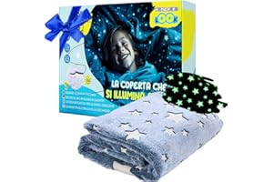 HOME KOKO LOOK Plaid Magica Coperta Che Si Illumina al Buio 130x150cm Coperta Pile Plaid Fluorescenti Plaid Illuminante Coperta Bambino Natale Coperta Morbida Luminosa Regalo Bambino Bambina - Blu