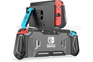 LEYU SMART LeyuSmart Coque de protection fine en TPU pour Nintendo Switch, prise en main confortable avec protecteur d'écran HD et capuchons de pouce Noir