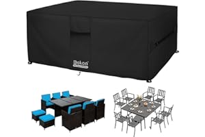 Dokon Garden Furniture Covers Waterproof Upgrade 420D Oxford Fabric Cube Patio Set Cover Weatherproof Winter Outdoor Table and Chair Cover with Air Vents, Multi-size (180x180x74cm)