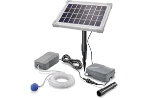 esotec Solar Teichbelüfter mit Akku 5/130 Professional, 6-9V/DC Sauerstoffpumpe Teichpumpe, Luftpumpe Gartenteich, Teichzubehör, Belüftungspumpe, Teichbelüftung, 101843