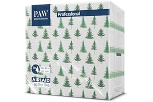 PAW DECOR COLLECTION PAW - Servilletas Papel Airlaid (40 x 40 cm) | 50 Unidades | Servilletas de Navidad con motivos invernales y navideños | Ideales para la mesa festiva | Color: Conifer Forest