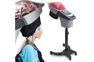 Hair Steamer Salon Micro Mist Scalp Treatment Dye Perm Professional O3 Ozone Hooded SPA Barber Shop Red Blue Light For Black Hair Natural Standing Elitzia ET1408B