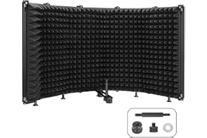 ARTEBTE Mikrofon-Isolationsschild, 5-Panel-Pop-Filter Gesangskabinen hohe Dichte saugfähiger Schaumstoff Anzug für Blue Yeti und jedes Kondensator-Mikrofon Studio-Soundaufnahme Podcasts Singen