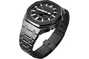 VESECCON GA2100 Stainless Steel Watch Band Case Mod Kit, Smooth Bezel without Nails Metal Strap Accessories Compatible with Casio Mens G-Shock GA2100/GA-2110 Watches
