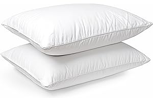 EDS Duck Feather & Down Pillows 2 Pack - Super Comfort for Restful Sleep Microfibre Cover - Hypoallergenic & Anti Dust Mite Pillow for Back Pain Relief (50x75cm) (PACK OF 2)