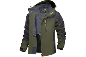 TACVASEN Herren Outdoorjacke Wasserabweisend Wanderjacke Leicht Übergangsjacke Funktionsjacke Trekkingjacke mit Abnehmbarer Kapuze