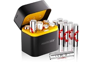 PHOTOOLEX uppladdningsbara litiumbatterier AA 16-pack med laddare, 3 600 mWh hög kapacitet 1,5 V högpresterande utgång AA-bat
