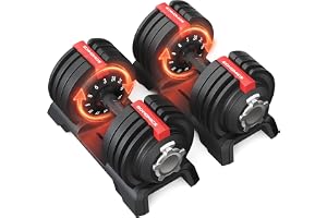 SONGMICS Hantlar 2-pack, justerbara hantlar 12-i-1, 3 kg till 24 kg, platsbesparande, halkfritt grepp, med stativ, fitness oc