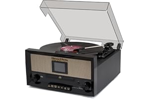 M MUSIC PUBLIC KINGDOM 9-in-1 Record Player with Dual Stereo Built-in Speakers, 3-Speed Wireless Vinyl Turntable with CD Disc, PLL FM/DAB Radio Combo, USB Playback & Recording, Headphone Jack, AUX IN & RCA Line Out