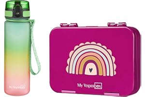 My Vesperbox - Len - Set – Brotdose & 500ml Trinkflasche für Kinder – auslaufsicher & BPA-frei – Lunchbox für Schule & Kindergarten - Bento Box Set
