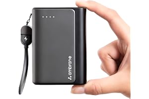 Ambrane 20000mAh 35W Fast Charging Small Pocket Size Powerbank, Hanging InBuilt Type C Cable, Type C PD & USB Output for iPhone, Android Mobiles & Other Devices (PowerMini 20, Black)