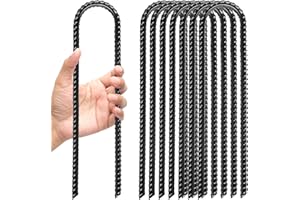 weiclianhp 8 Pièces Sardines de Fixation en Acier Galvanisé 30cm - Piquets de Tente/Sol en U Résistants avec Crochets, pour Camping, Balançoire, Auvents, Trampoline