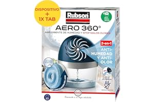 Rubson AERO 360º Deshumidificador recargable (1 dispositivo y 1 tableta de 450 g), absorbe humedad, previene la condensación y los malos olores, antihumedad absorbente
