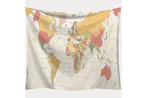 Arawat Wandteppich Weltkarte Wandtuch Weiß Wandteppich Weltkarte Wanddeko Psychedelic Teppich Gothic Wandteppiche Trippy Tapestry Wandtuch Wandbehang Boho Wand Deko (150 x 200cm)