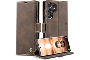 Monweicz Handyhülle für Samsung Galaxy S23 Ultra Hülle Premium Lederhülle Klappbar Flip Case Tasche Magnet Kartenfach Standfunktion Klapphülle Schutzhülle für Samsung Galaxy S23 Ultra - Kaffee