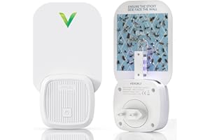 VEYOFLY Piège à Mouche, Piege Moustique, Attrape Mouche, Piege Moustique Interieur, Maison Plus Sûre, Moucherons, Mites, Lumière Anti-Insectes à Brancher (1 Appareils + 3 Cartes de Colle)