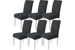 Ystyle Housse De Chaise 6 Pièces, Housse Chaise Salle À Manger Élastique, Lavable Protection Chaise, Moderne Couverture De Chaise pour Décor Salle À Manger, Hôtel Et Mariage, Gris