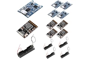 VISSQH 5 pcs 5V 1A Micro USB 18650 módulo Cargador de batería de Litio con función de Doble protección+5PCS 5V 2A Módulo Integrado de Descarga de Carga+ 5 pcs 18650 Caja de batería