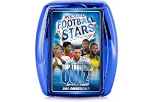 Top Trumps World Football Stars Quiz Game, 500 questions to test your football knowledge and memory including Cristiano Ronaldo, Lionel Messi, Harry Kane, Gift and Toy for Boys and Girls Aged 8 plus