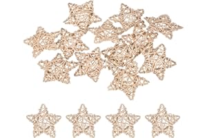 M METERXITY 12-Pack Pentagram Shaped Wicker Rattan Balls 65mm/2.6 Inch Decorative Rattan Balls Orbs Vase Fillers Bowl Fillers for Christmas/Weddings/DIY Crafts/Home Decor [Burlywood]