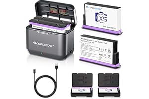 CS COOLSHOW CoolSHOW 360 X5 - Batteria da 2800 mAh, 2 pezzi con custodia per batteria e caricatore rapido X5, design compatibile con fotocamera Insta360 X5 (2 batterie + 1 caricabatterie)