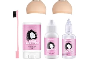 MIFELOY 6 Stück Perückenset für Anfänger Cosplay Frauen Mädchen, Ersatz Klebstoff unsichtbar Bonding Kleber, Perücke Kleber Entferner, Haar-Styling Wachs Klebestift, Net Wig Caps, Rosa Rand Kontrolle Pinsel