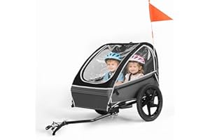 Fiximaster Remorque de vélo pour Enfant de 1 à 2 Enfants, siège Ergonomique, Montage Facile, Pliable, avec pneus pneumatiques et Sacs de Rangement