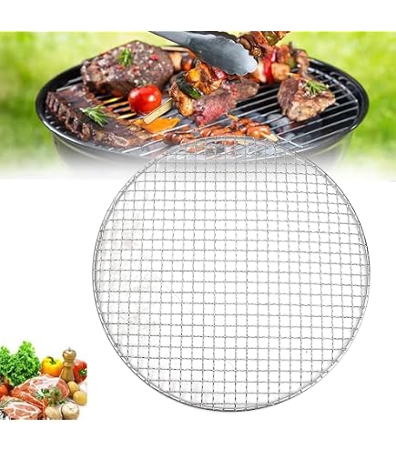 DIYARTS Griglia per Barbecue Rotonda, Rete Acciaio Inox Rotonda per Barbecue, Griglia per