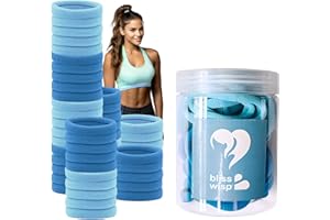 BLISSWISP Zestaw 50 Wielokolorowych Gumki do włosów Unisex - Idealne dla Kobiet, Dziewczynek, Man Bun, Elastyczne i Mocne, w Praktycznym Opakowaniu (Niebieski)