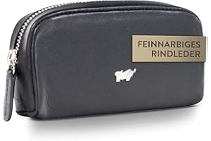 BRAUN BÜFFEL - Schlüsseletui aus echtem Rindsleder Golf - Geräumige Schlüsseltasche für Autoschlüssel mit Reißverschluss & 2 Schlüsselringen - Zeitlos klassisches Schlüsselmäppchen - Edles Schwarz