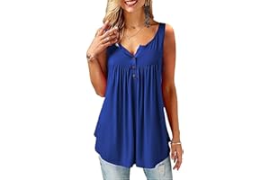 Beluring Women Casual V Neck Pleated Tunic Tops Shirts Blouse