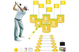 GYMMALL Golf Gmae Bucket, 6 Bukcets Yard Golf Game Set with Golf Flags for Adults & Kids, Golf Practice Game for Indoor Outdoor, Backyard, Park Beach Lawn